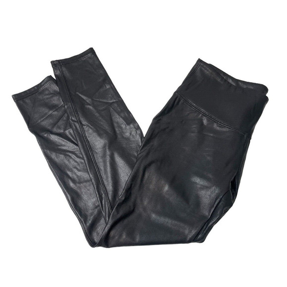 Time and Tru Faux Leather Legging Womens Size L 12-14 Black Stretch - Picture 2 of 9